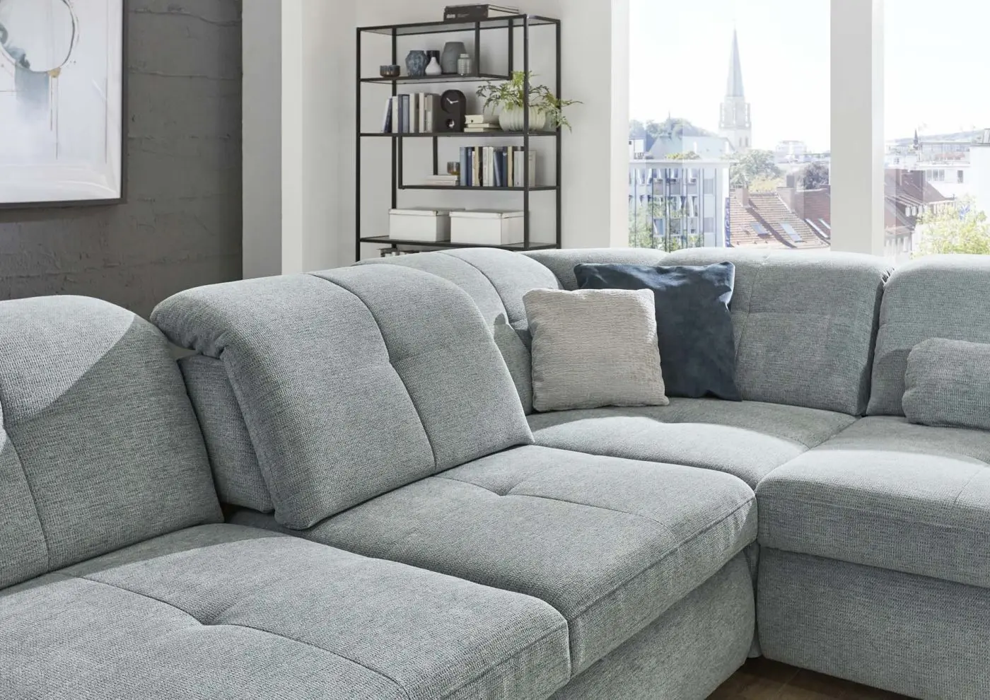 Wohnlandschaft couchliebe. KS294522 hellgrau mit Zusatzfunktionen
