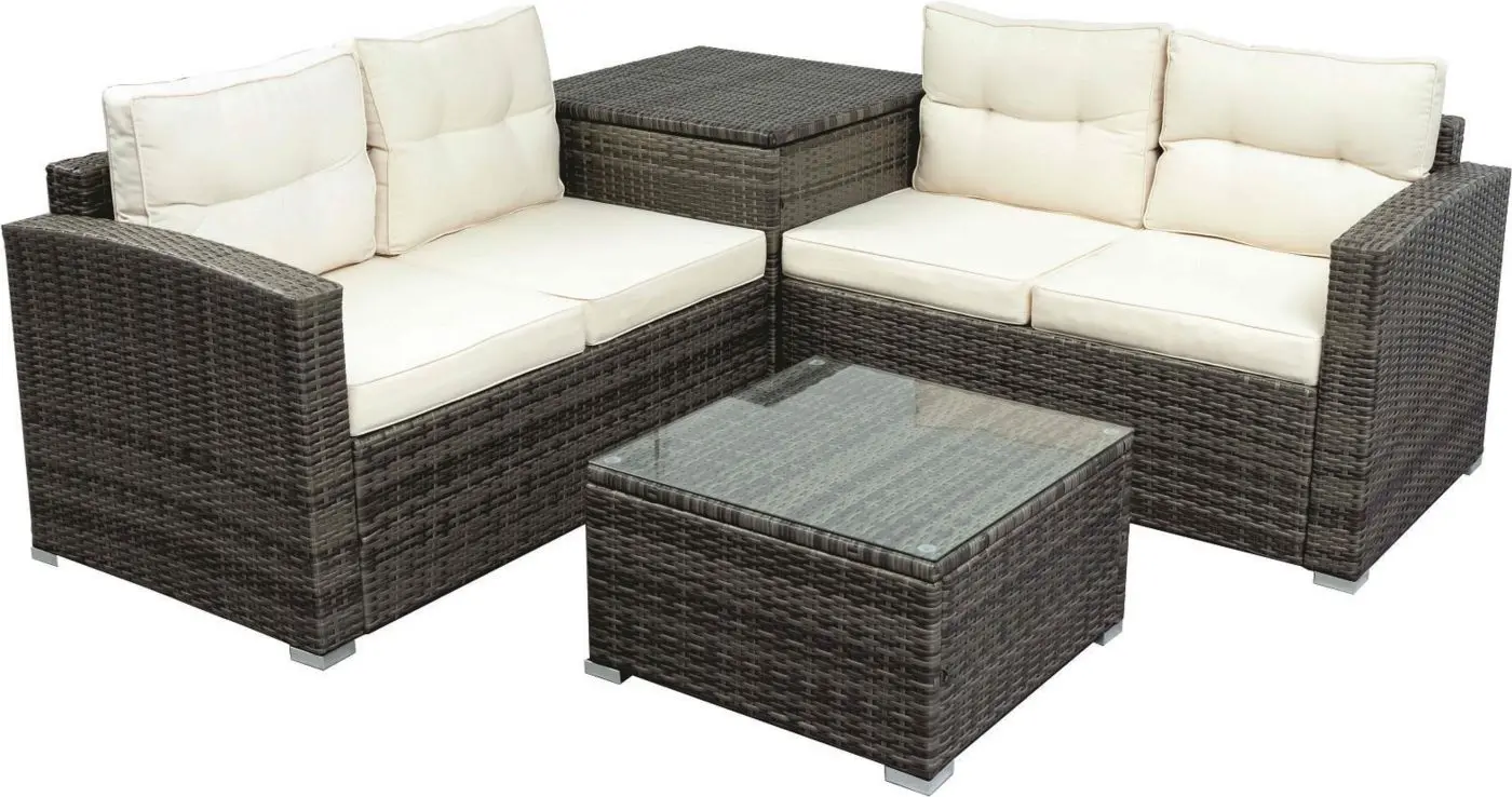 Outdoor-Ecklounge mit Kissenbox