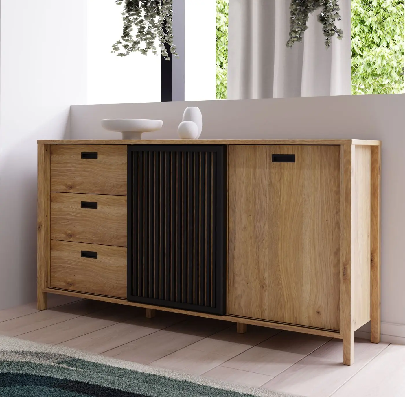 Sideboard Jytana Mauvella Eiche / schwarz