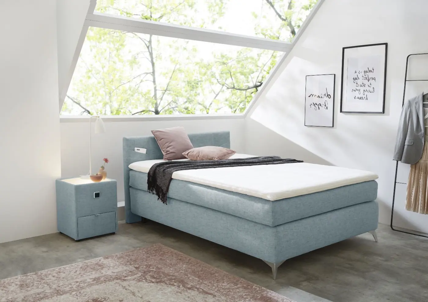 Boxspringbett Nora 120 x 200 cm türkis Boxspringbett Nora 120 x 200 cm türkis