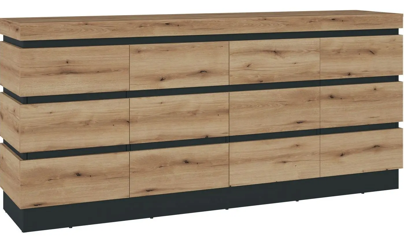 Sideboard Corte 4-türig Coast Evoke Eiche/grau 