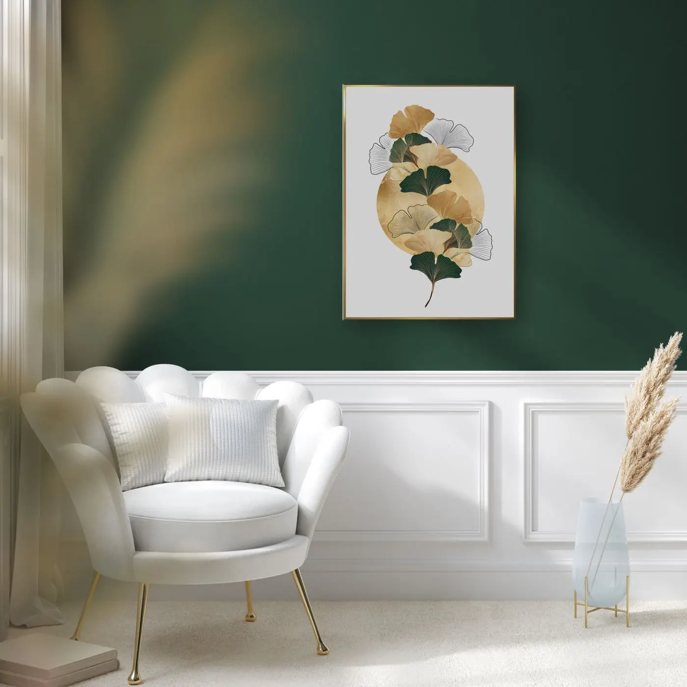 Bild gerahmt Gilded Gingko 50 x 70 cm
