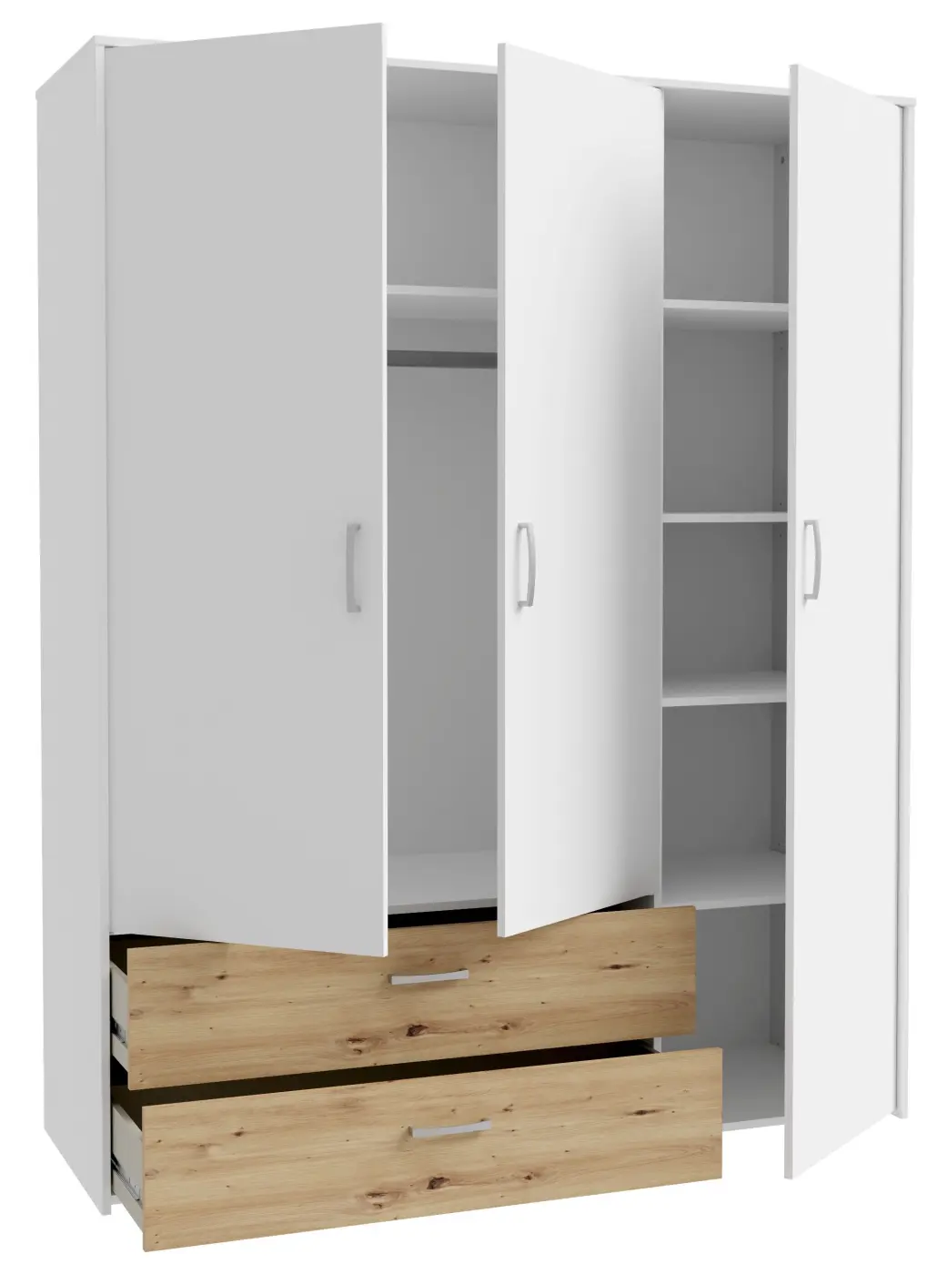 Drehtürenschrank Culgoa in weiß / Artisan Eiche