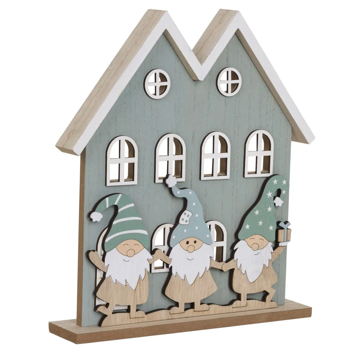 Holzdeko Häuser mit Wichtel