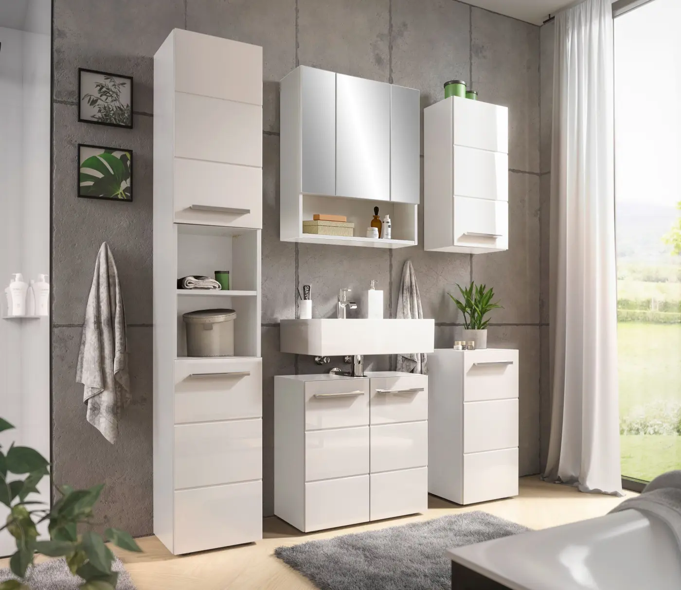 Badhochschrank Mandy weiß