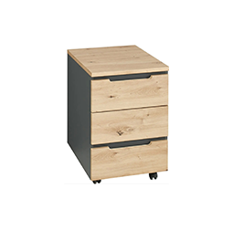 Rollcontainer in Holzoptik und 3 Schubladen