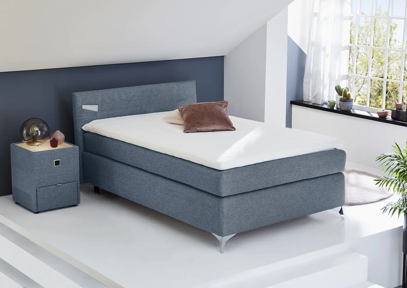 Boxspringbett Nora 140 x 200 cm blau