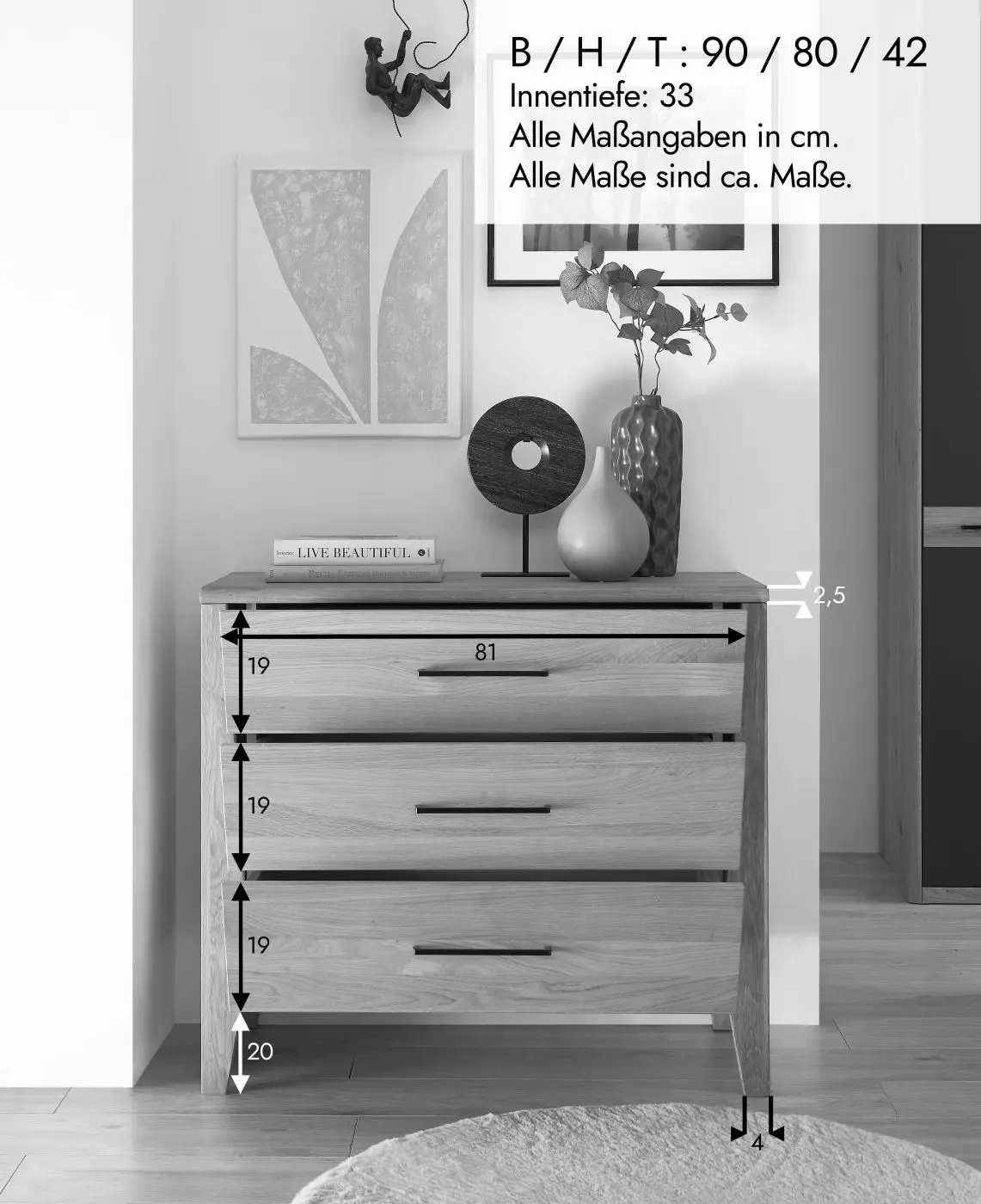 Kommode SZ-0831 Wildeiche massiv