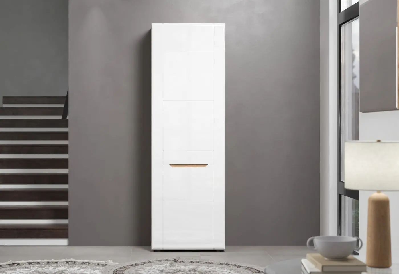 Garderobenschrank Marlon Evoke Eiche/weiß Hochglanz