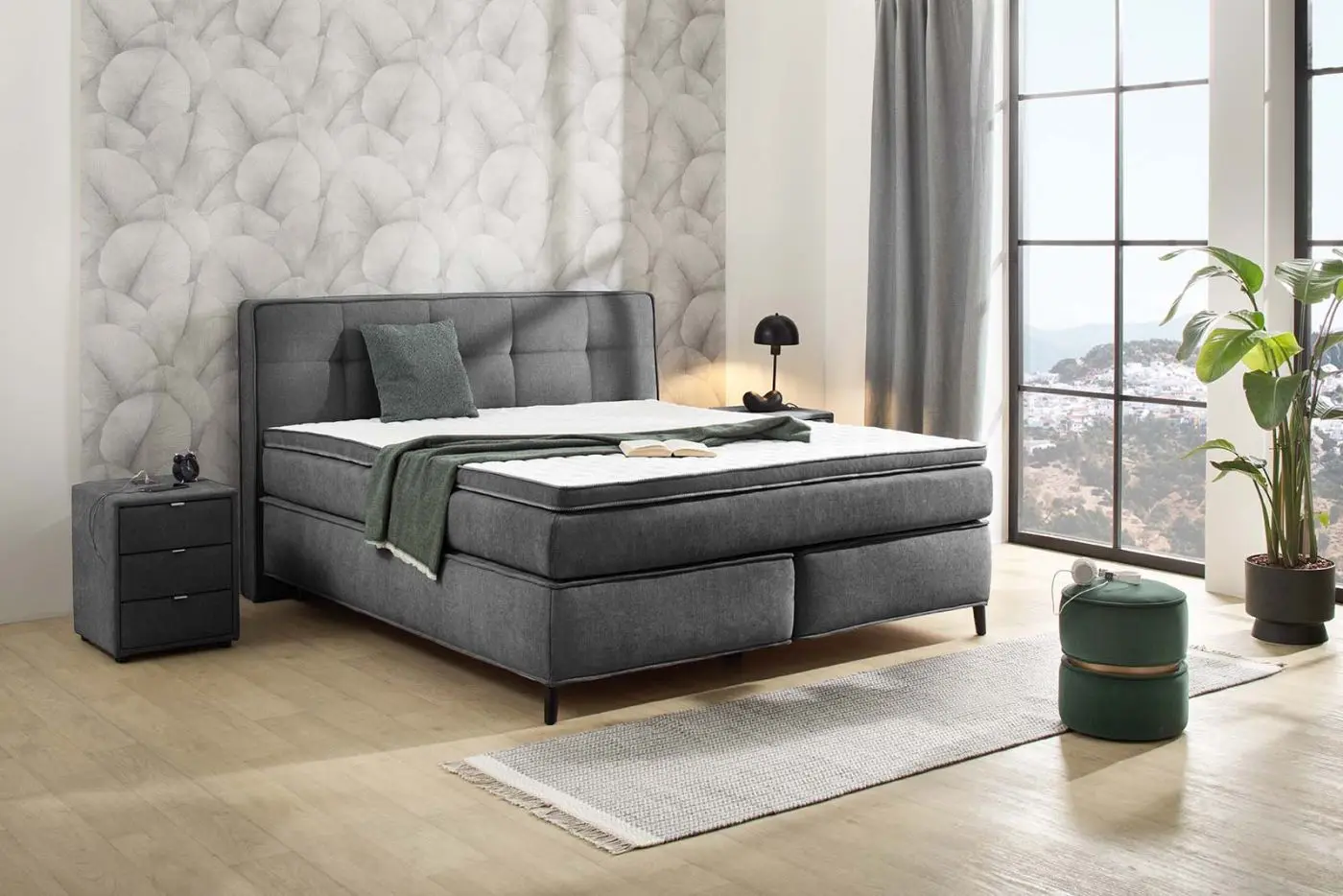 Boxspringbett Capello Max dunkelgrau 180 x 200 