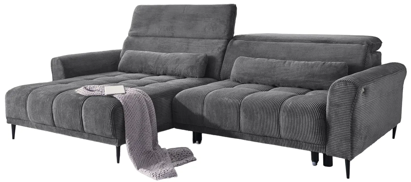 Wohnlandschaft Logan Cord dunkelgrau