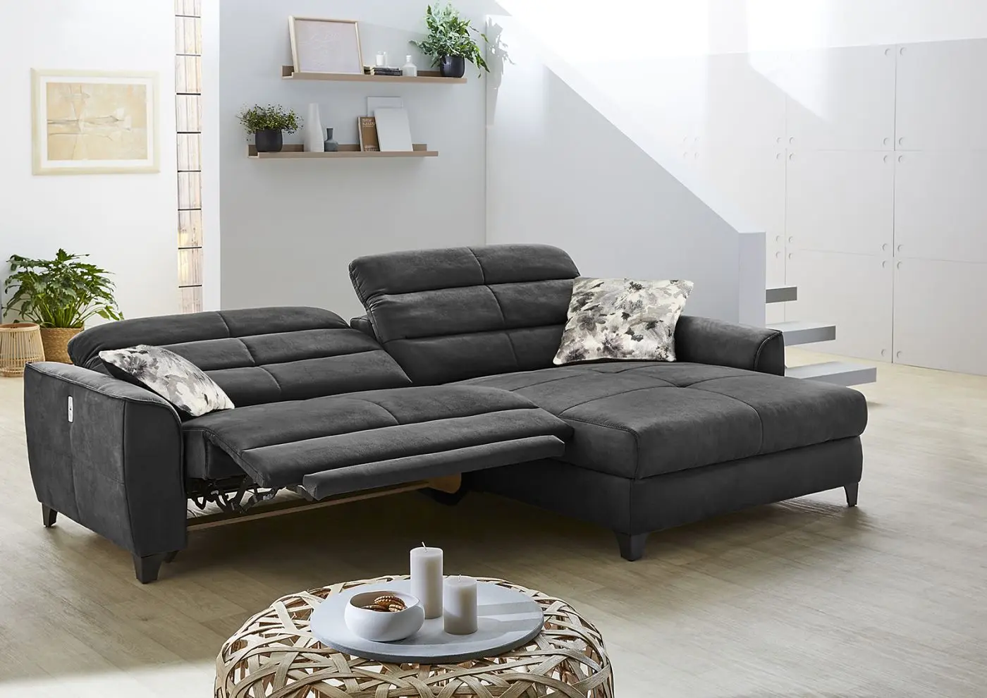 Wohnlandschaft Double-One Microfaser schwarz