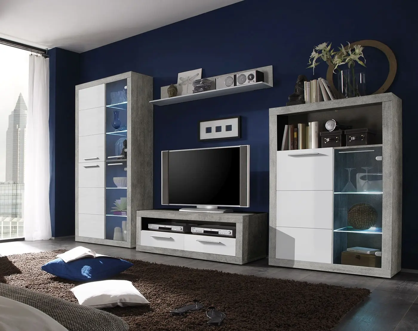 Wohnwand Stone mit LED-Beleuchtung
