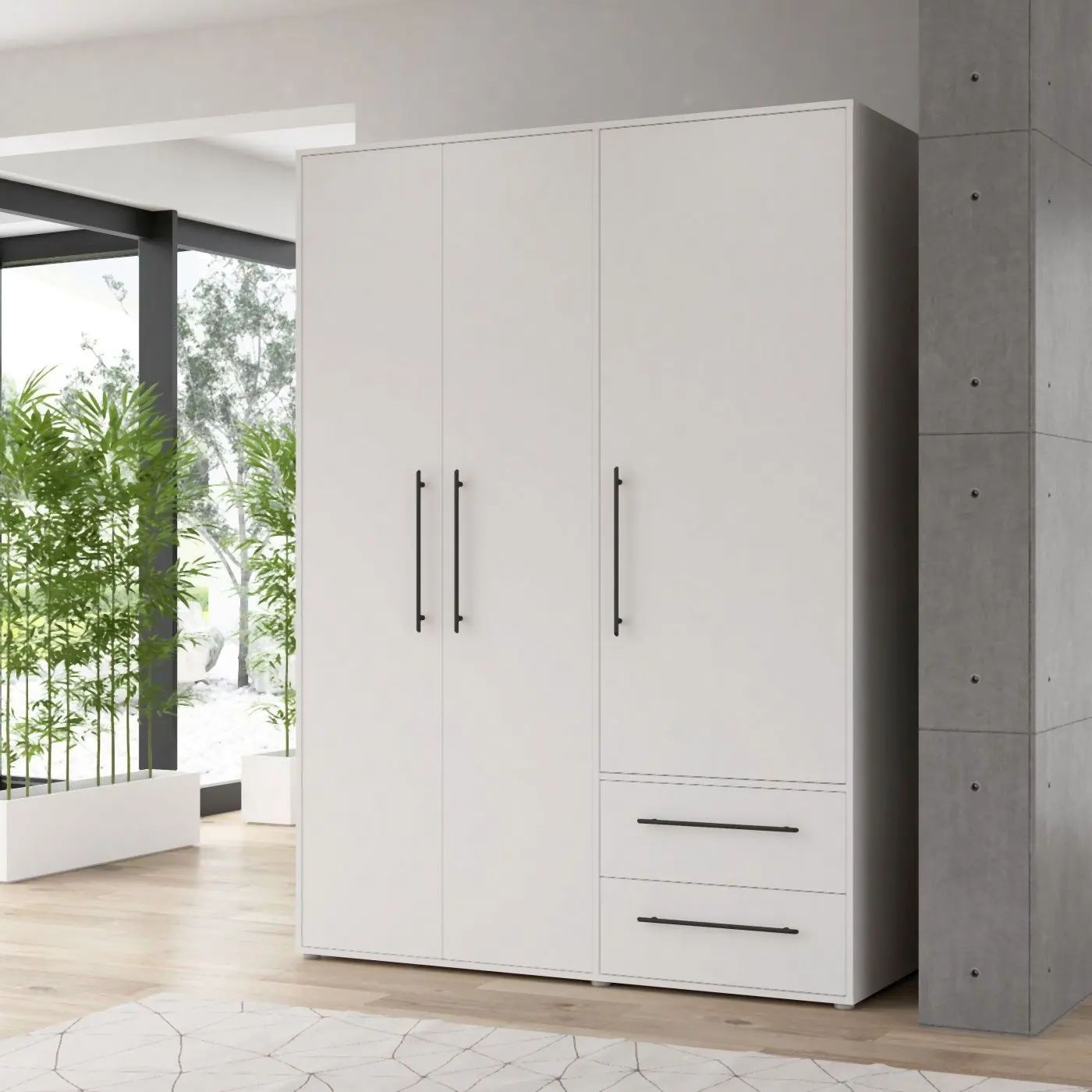 Drehtürenschrank Mokkaris 3-türig weiß