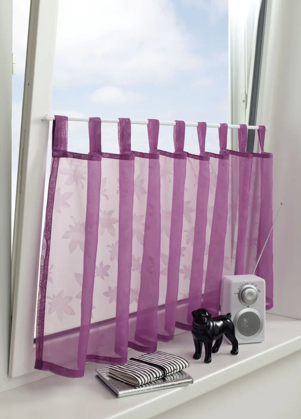 Vitragenstange flachoval weiß 50 - 80 cm