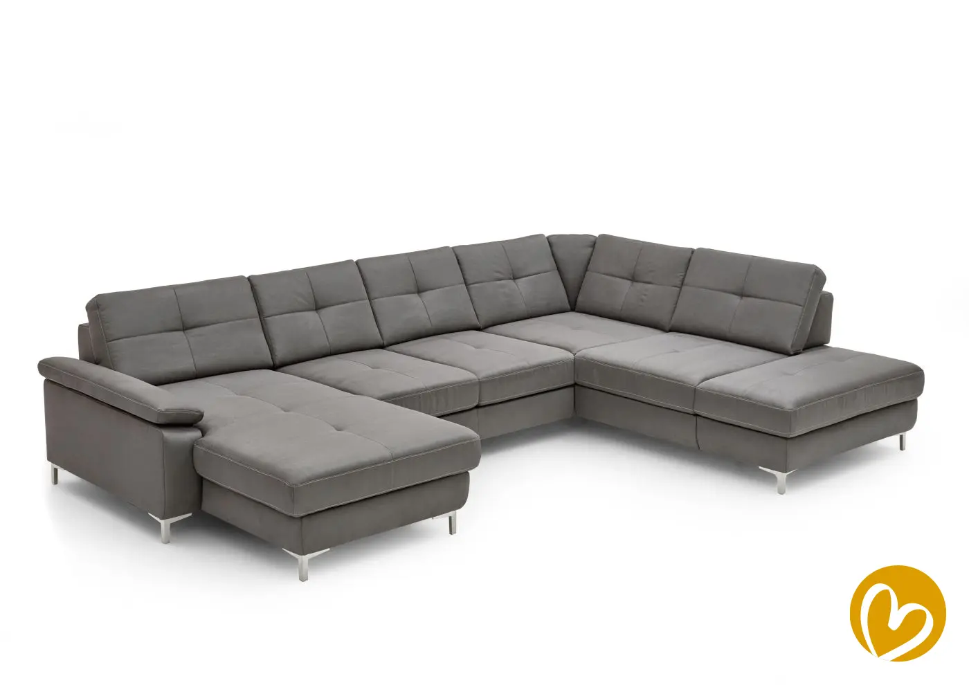Wohnlandschaft LS23 Bars geprägter Microfaser steel Basismodell couchliebe.