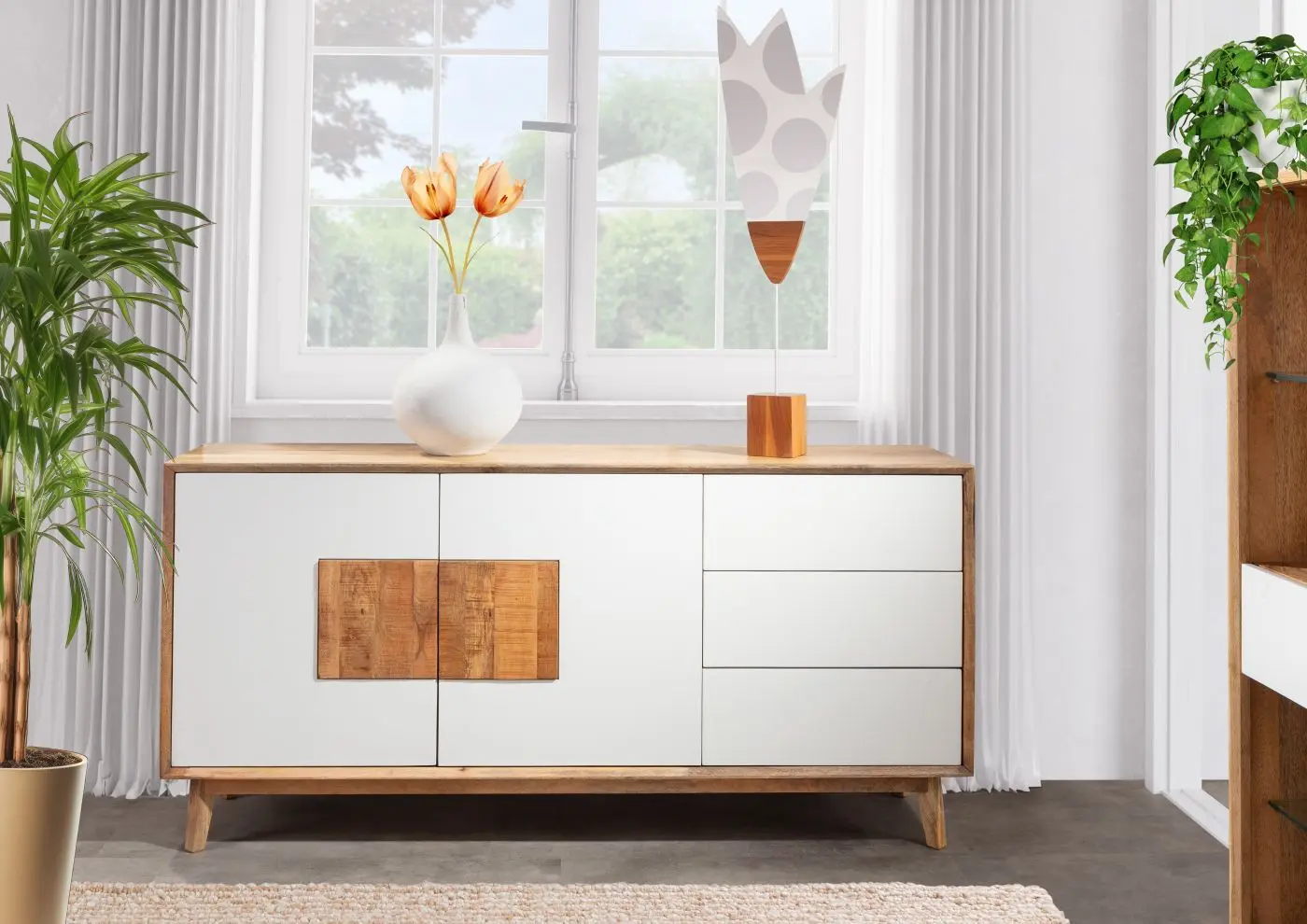 Sideboard Tavole Mango massiv/weiß