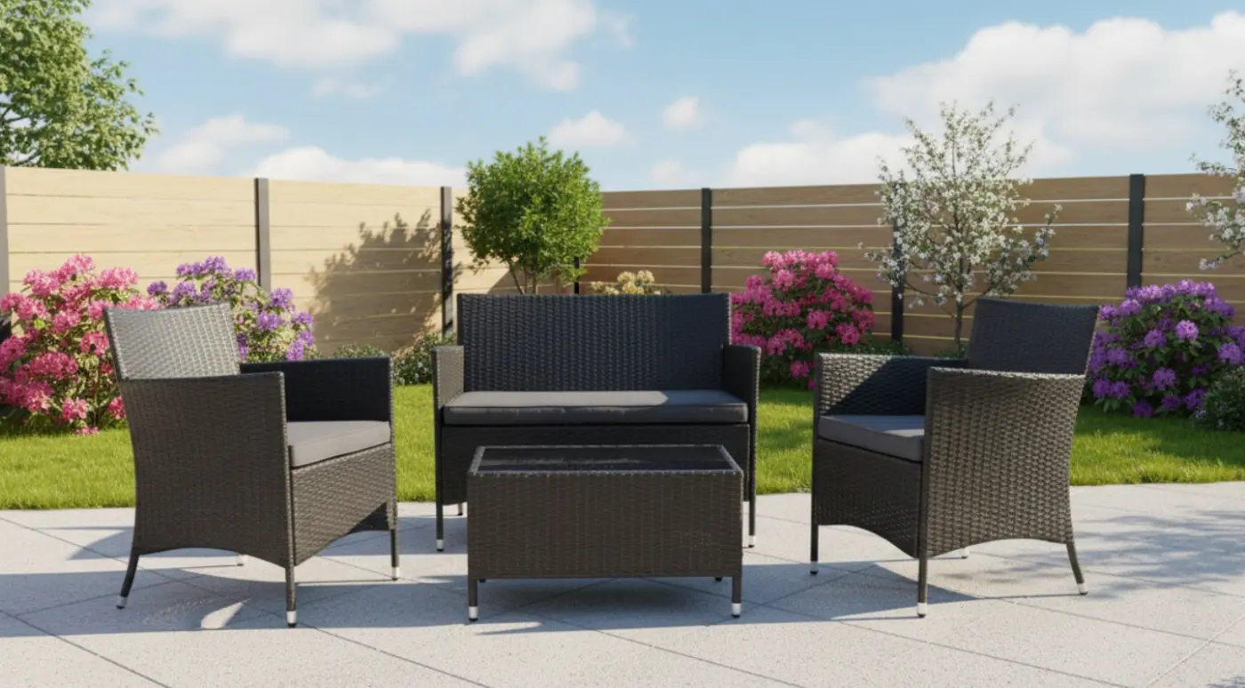 Oudoor-Sitzgruppe schwarz