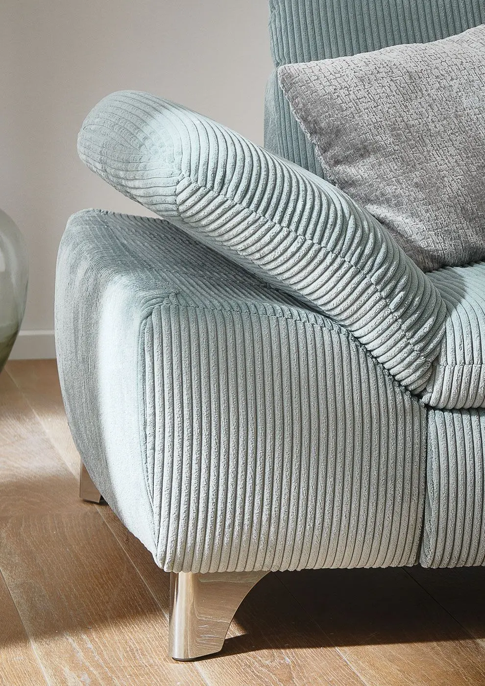 Wohnlandschaft MP-IN14007. Cord aqua mit Zusatzfunktionen couchliebe.