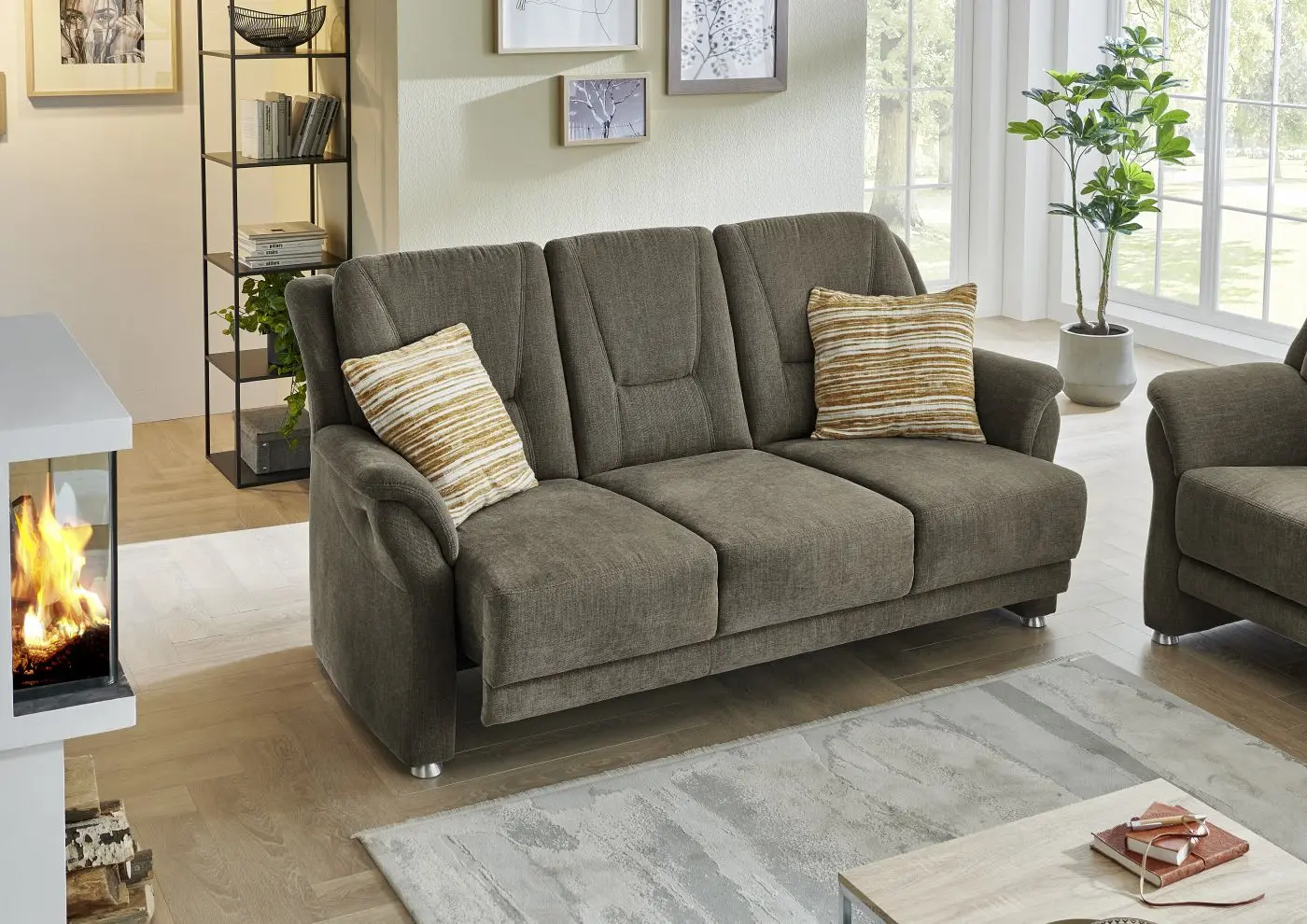 3-Sitzer couchliebe. LS404620 braun mit Zusatzfunktionen