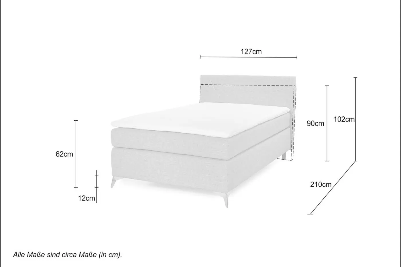Boxspringbett Nora 120 x 200 cm rosa Boxspringbett Nora 120 x 200 cm rosa