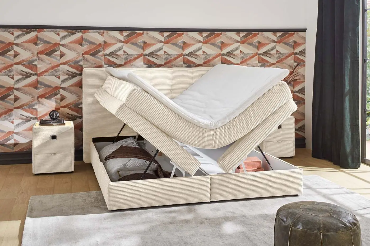 Boxspringbett Amy 180 x 200 cm Cord beige