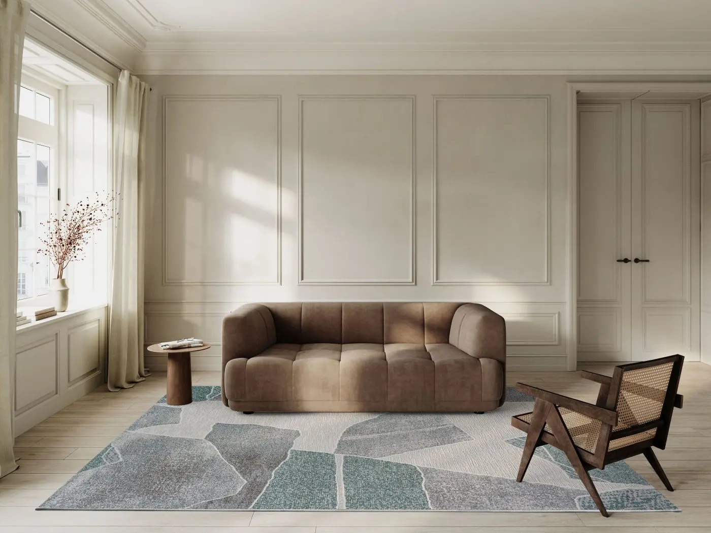 Teppich Valentino 133  x 195 cm weiß, grau, grün