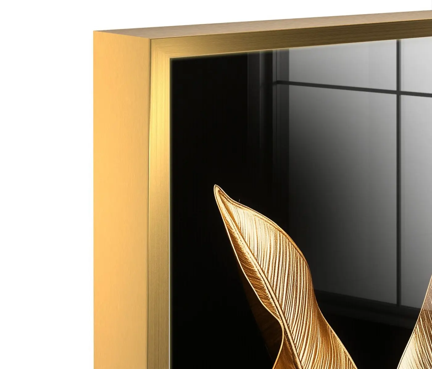 Glasbild gerahmt Gilded Strelitzia 80 x 120 cm