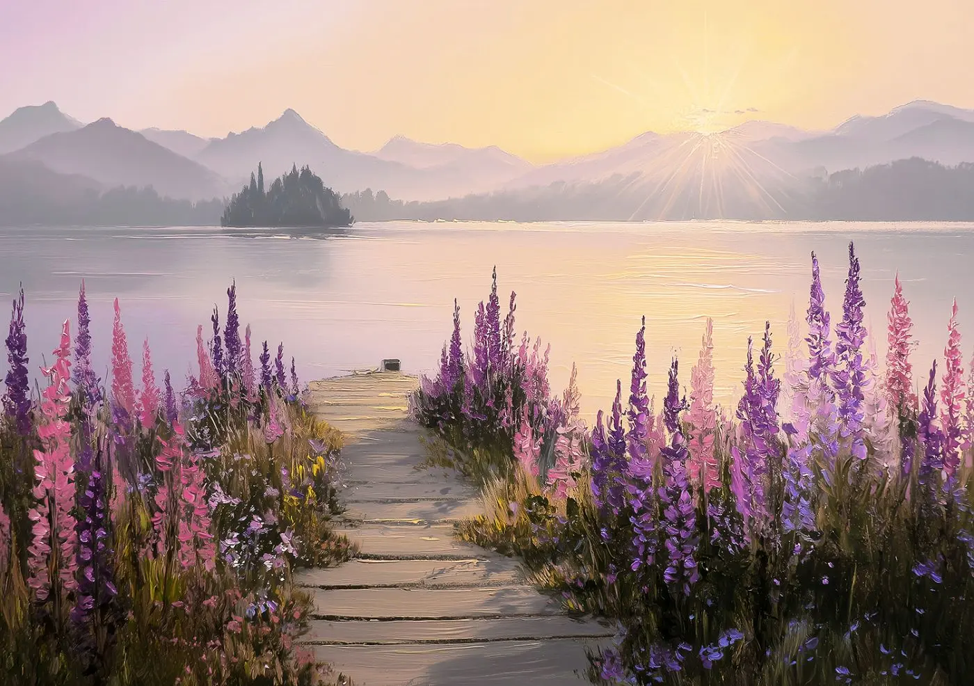 Leindwandbild Lupine Shore 85 x 113 cm