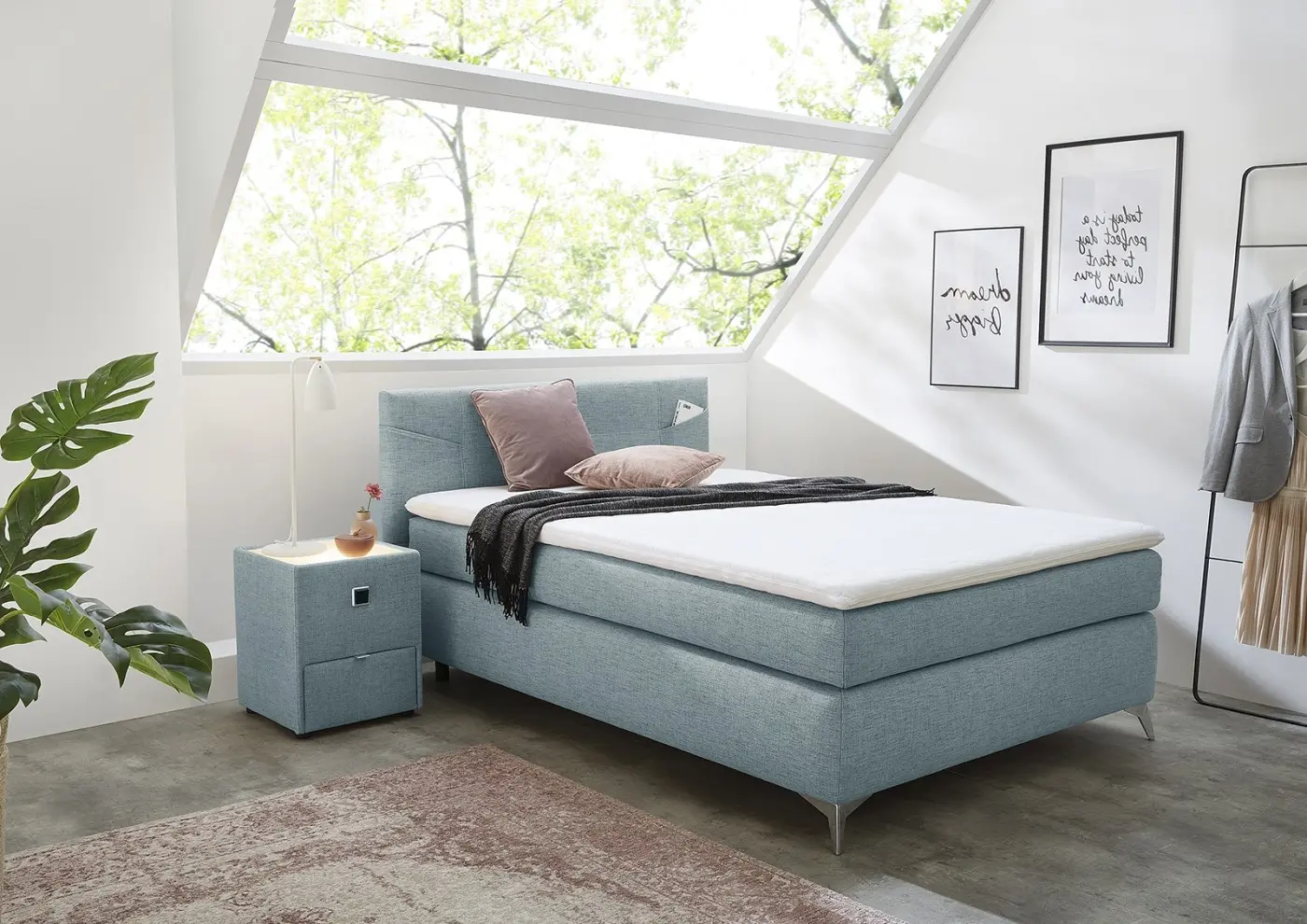 Boxspringbett Nora 140 x 200 cm türkis