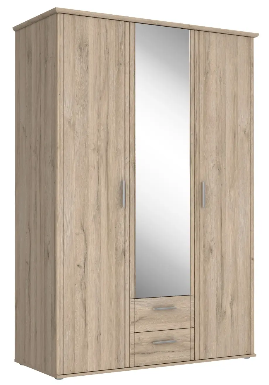 Kleiderschrank Gloria 3-türig Bianco Eiche 