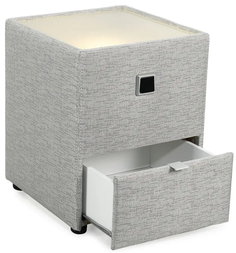 Nachtkommode Lancy Chenille grau