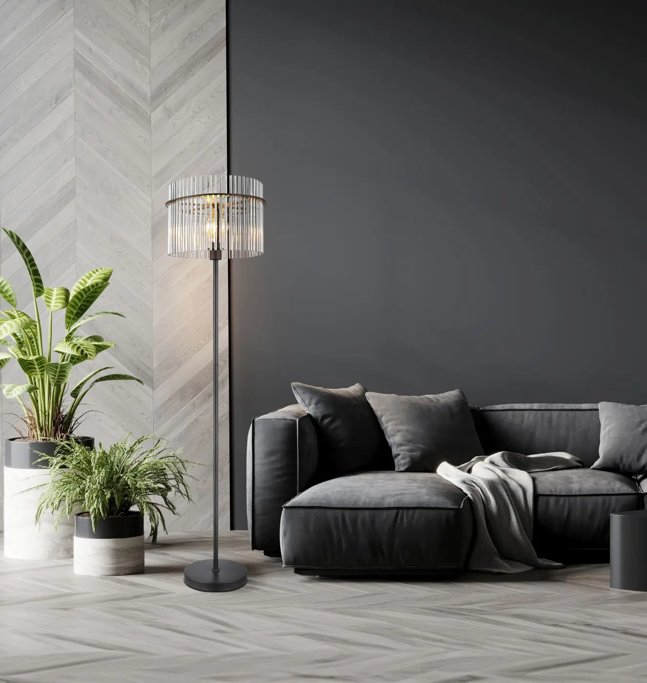 Stehleuchte Gorley schwarz matt