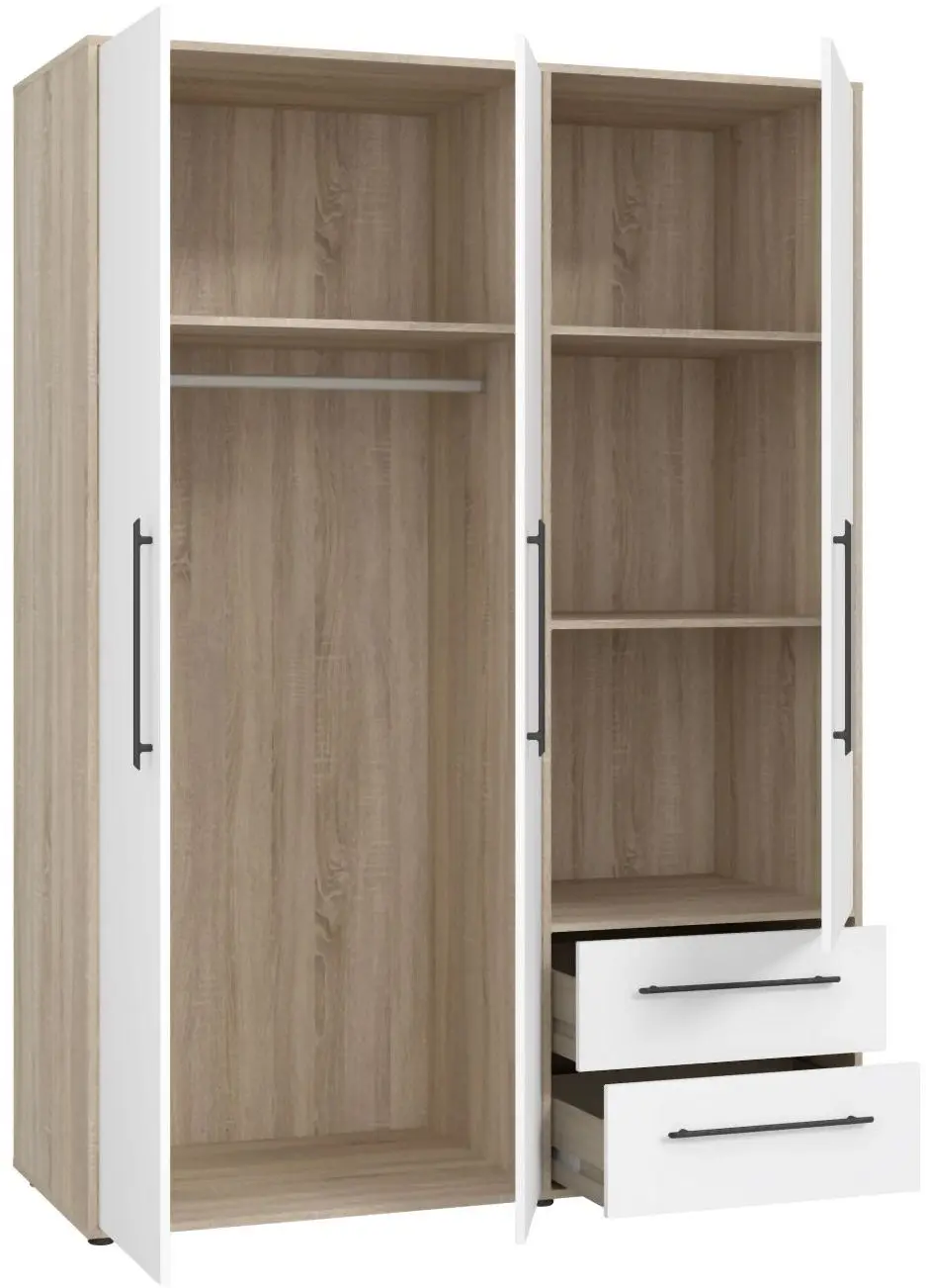 Drehtürenschrank Mokkaris 3-türig Sonoma Eiche/weiß Drehtürenschrank Mokkaris 3-türig