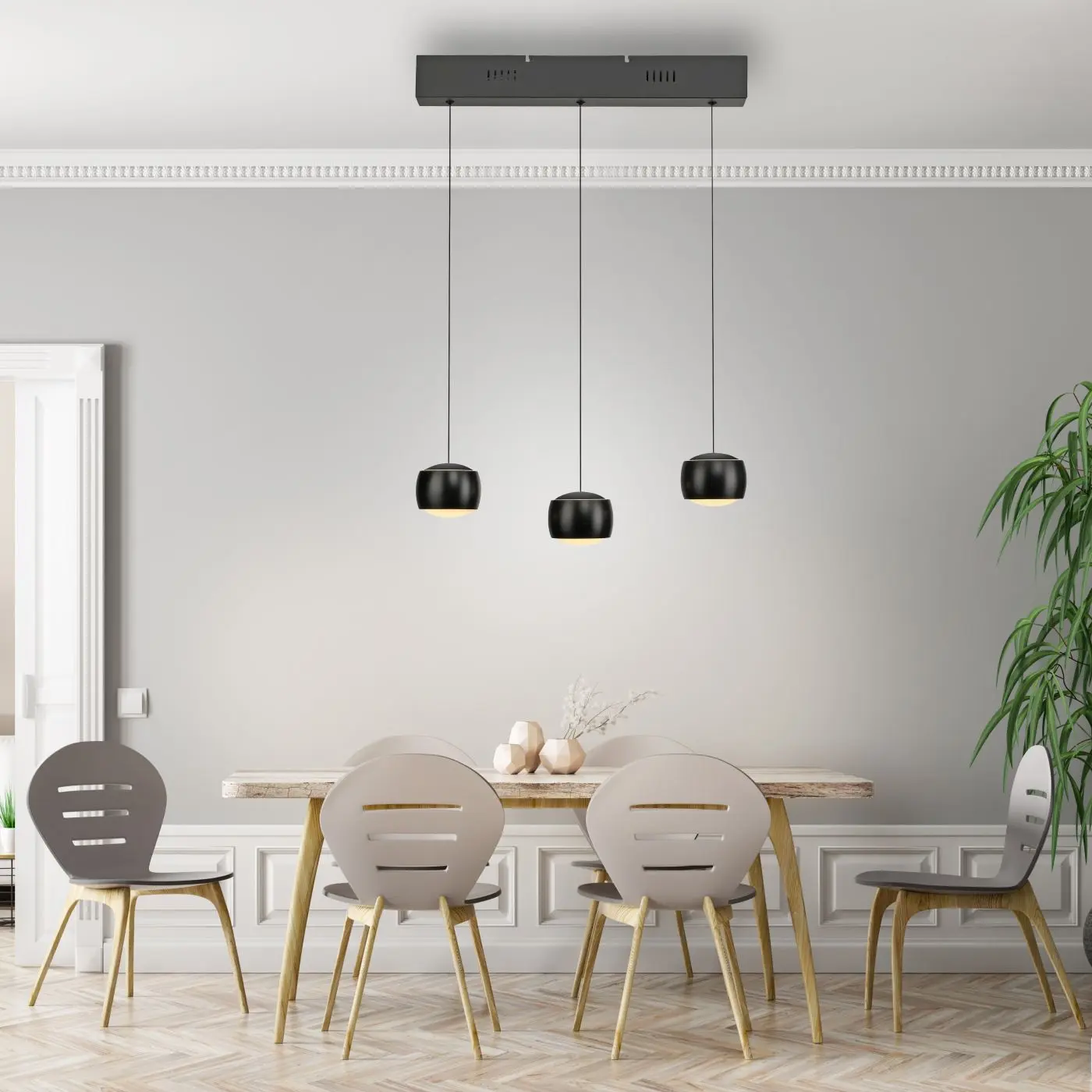 LED Pendelleuchte 3er Ballini Comfort-Lift schwarz