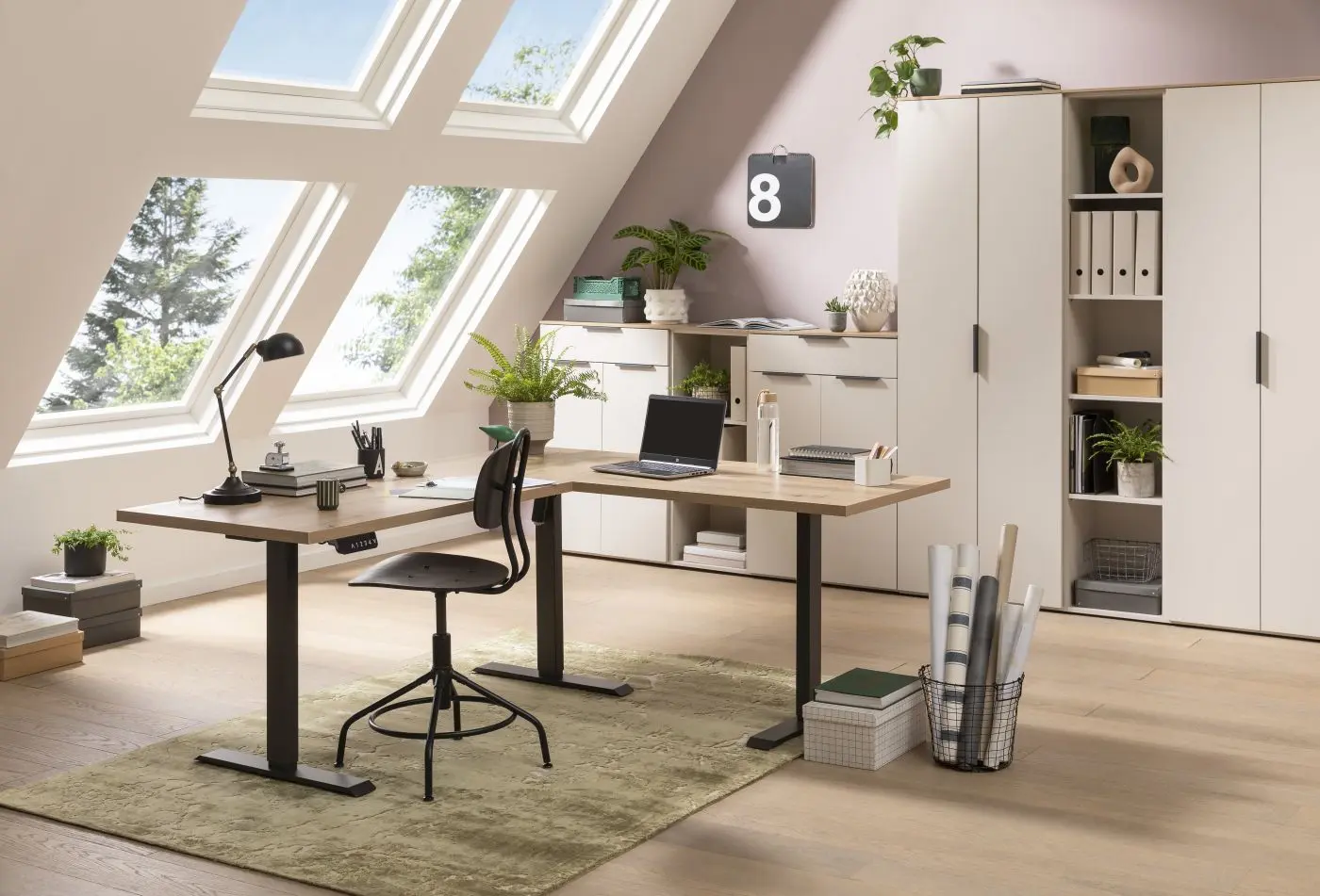 Eckschreibtisch Energia höhenverstellbar Artisan Eiche 