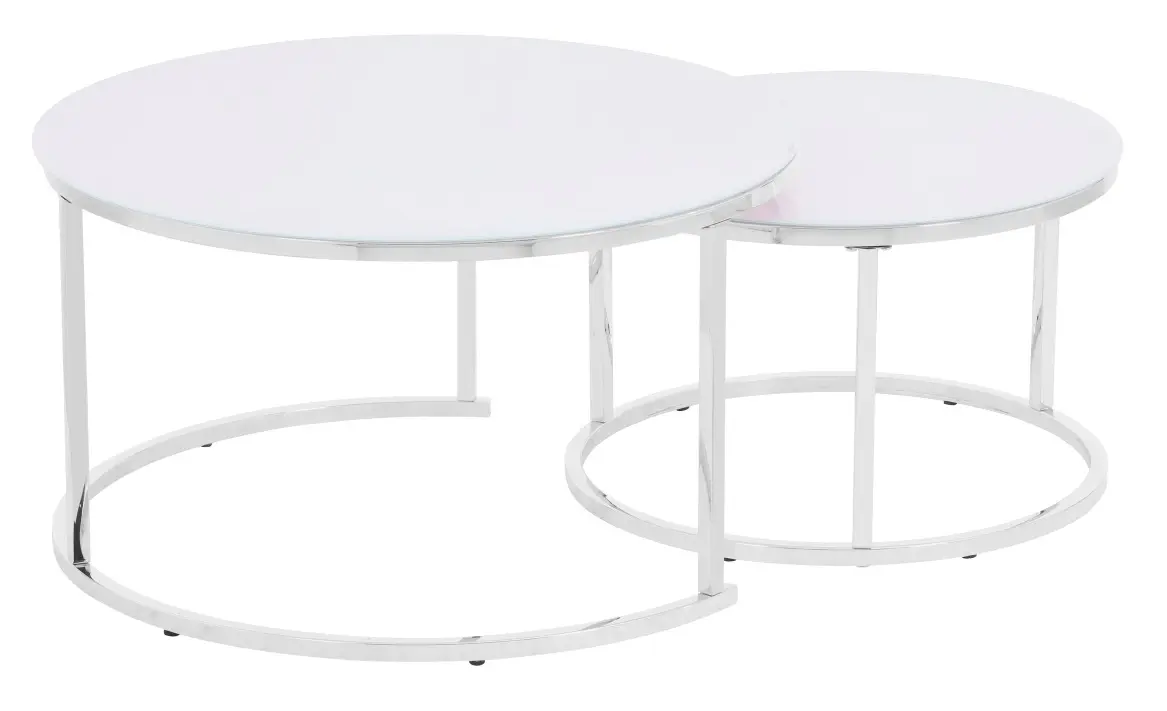 Couchtisch-Set rund Weißglas