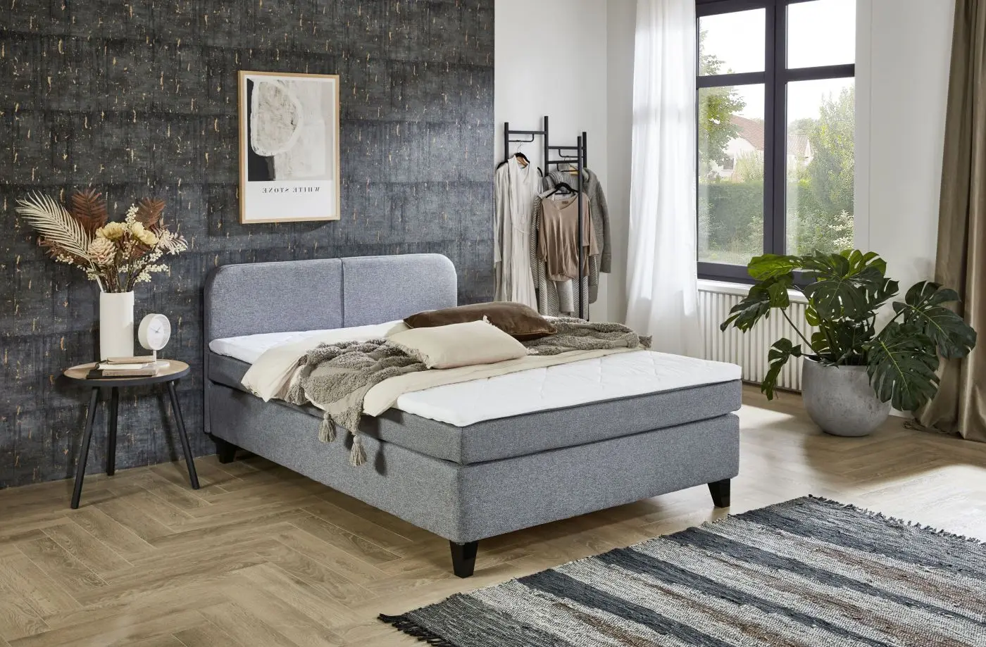Boxspringbett Joliet 140 x 200 cm grau