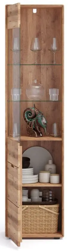 Vitrine WZ-0663 Wildeiche massiv Vitrine WZ-0663 Wildeiche