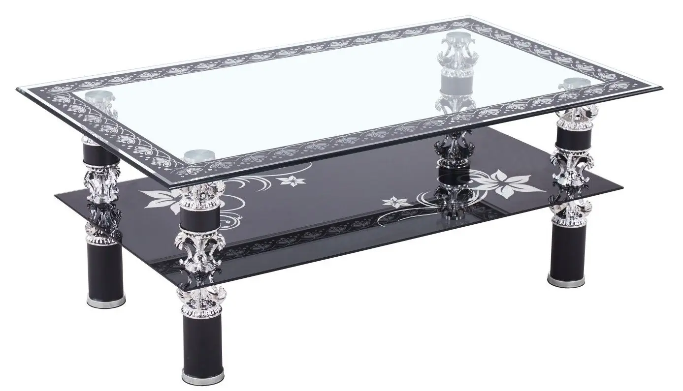 Glas-Couchtisch C34 schwarz gemustert