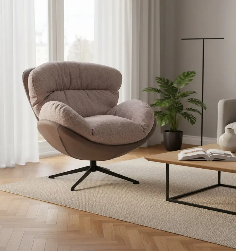 Lounge-Sessel beige drehbar