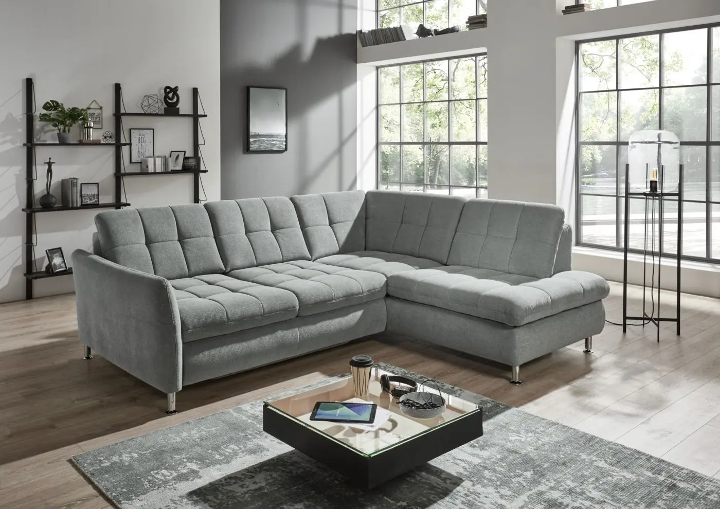Wohnlandschaft LS 821421 in Belle steel mit Zusatzfunktionen