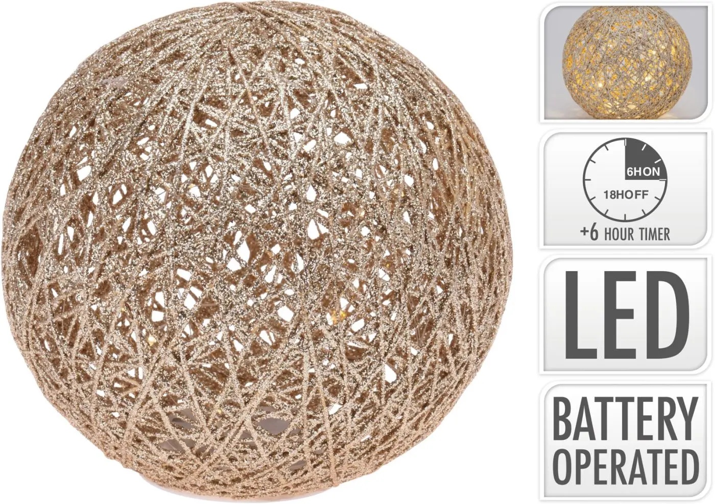 LED-Kugel gold Ø 20 cm LED-Kugel gold Ø 20 cm