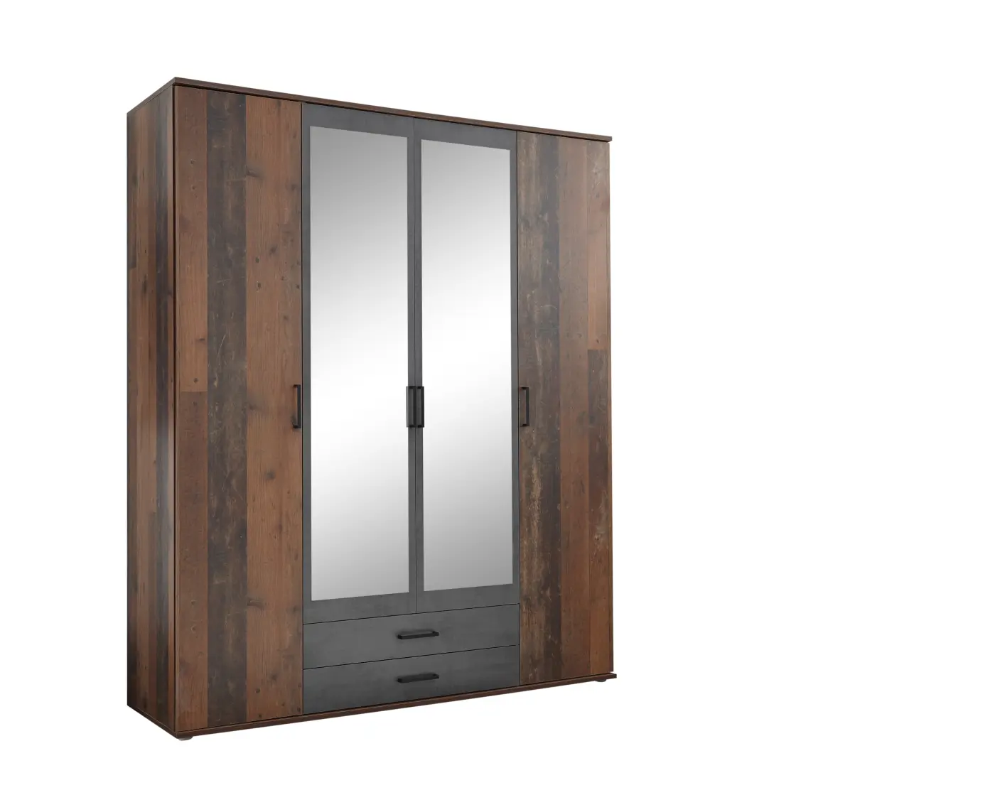 Drehtürenschrank Chicago 4-türig Old Style dunkel/Betonoxid Drehtürenschrank Chicago 4-türig Old Style dunkel/Betonoxid