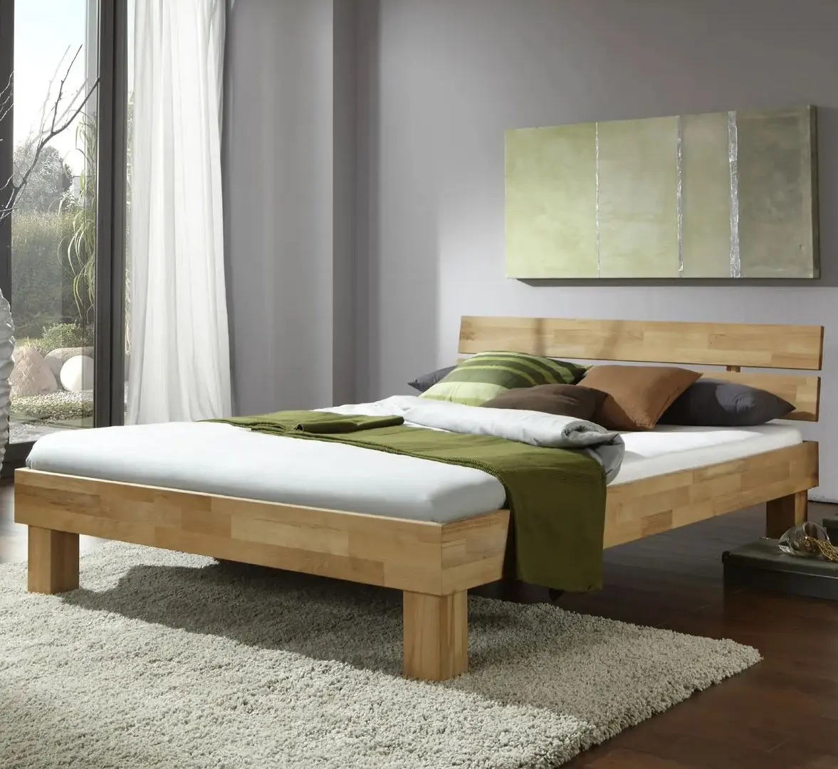 Bett Canterbury in Kernbuche massiv 90 x 200 cm