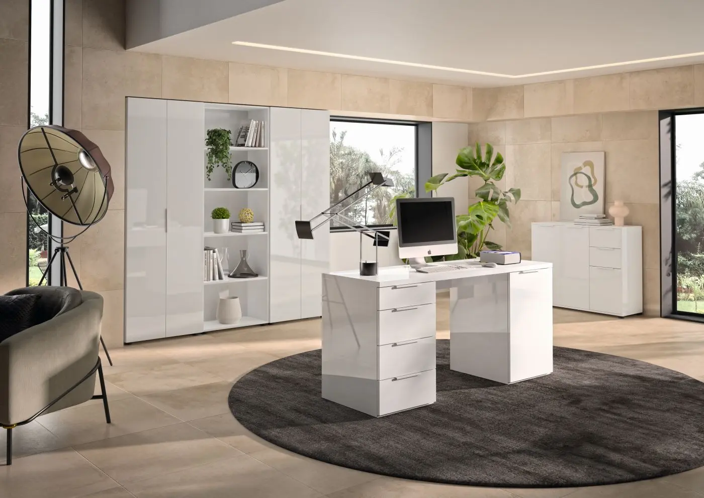 Aktenschrank Espresso 2-türig weiß