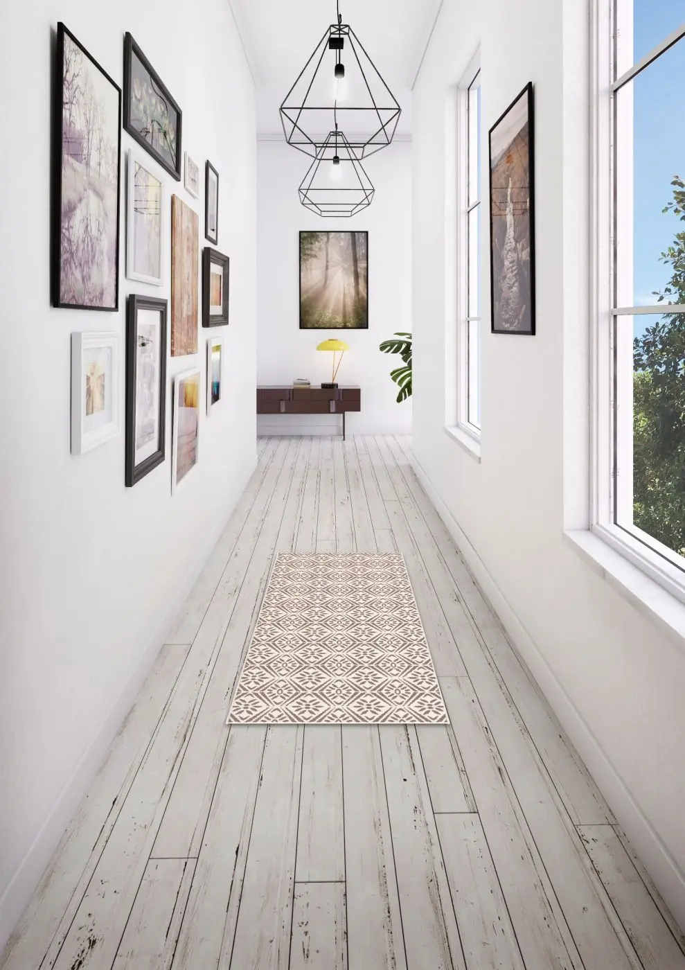 Küchenläufer beige mit Dekor 80 x 200 cm