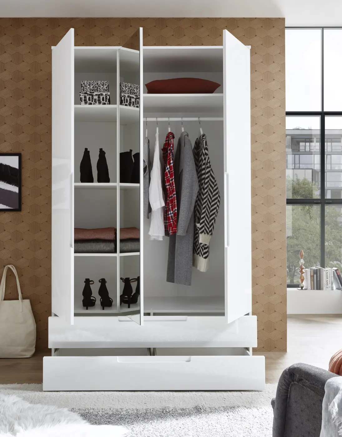 Drehtürenschrank Spice 3-türig weiß