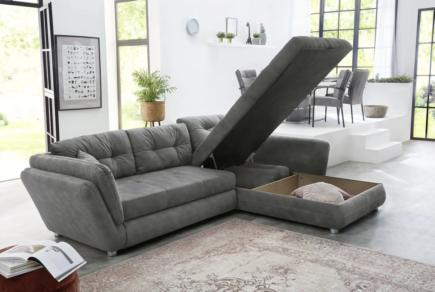Wohnlandschaft Jengen Microfaser grau