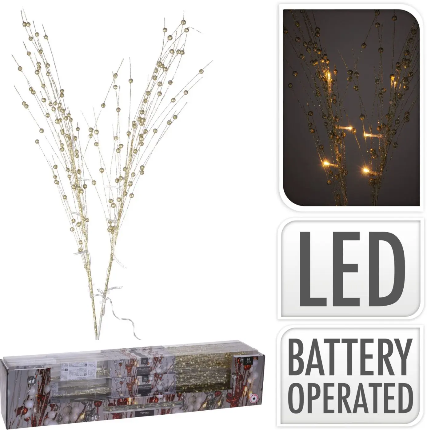 Dekozweig mit 10 LEDs 